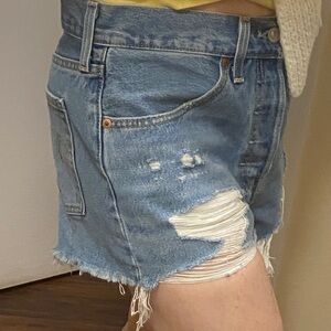 Levi's Light Blue Distressed Jean Shorts